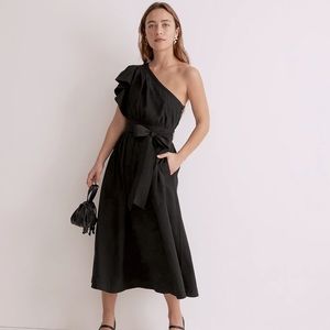 Ruffled One-Shoulder Midi Dress